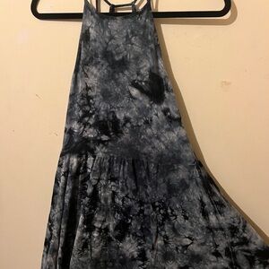 American Eagle Outfitters Charcoal and Black Tie-Dye Maxi Halter Dress